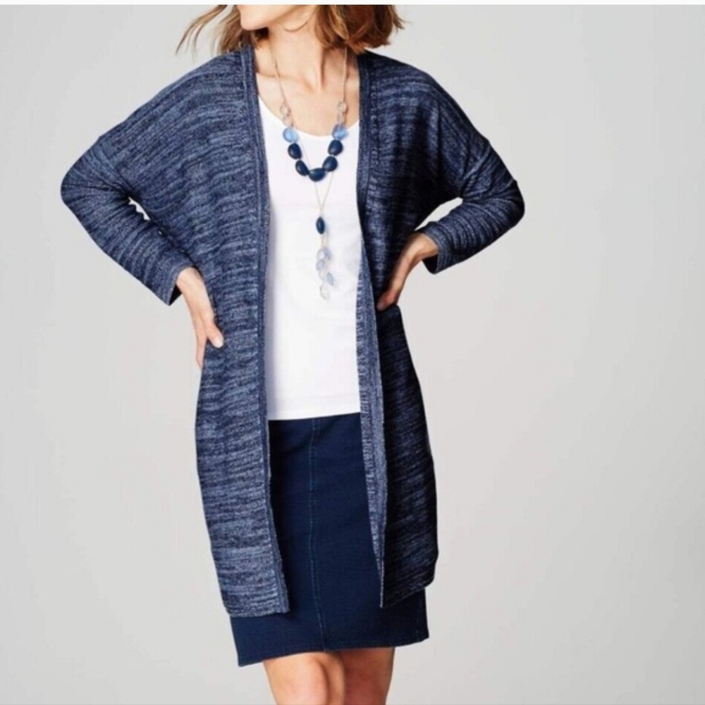 J.jill Pure Jill Womens Knit Open Front Duster Cardigan Sweater Sz. MP